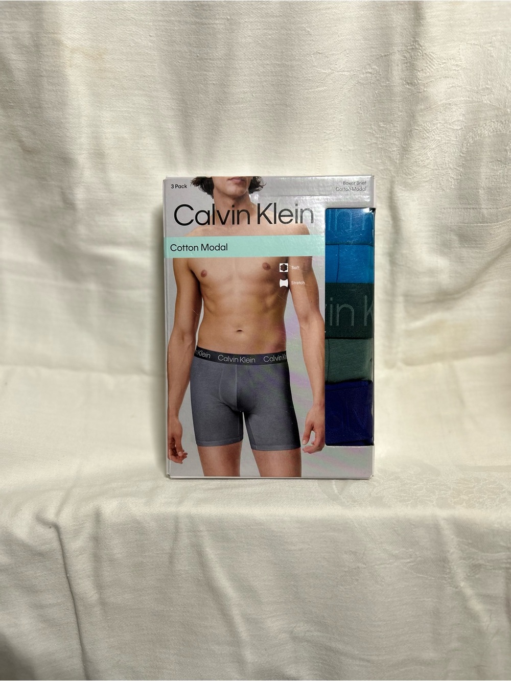 Calvin Klein Cotton Modal Boxer Briefs - Gray, Teal & Blue Pack